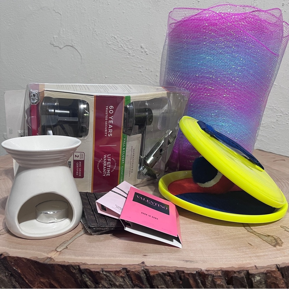 4lbs of Goods! Toss/Catch Game, Candle Holder, card Case, Door Handle, Fabric